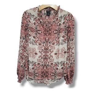 Paraphrase women's pink floral long sleeve Blouse - small